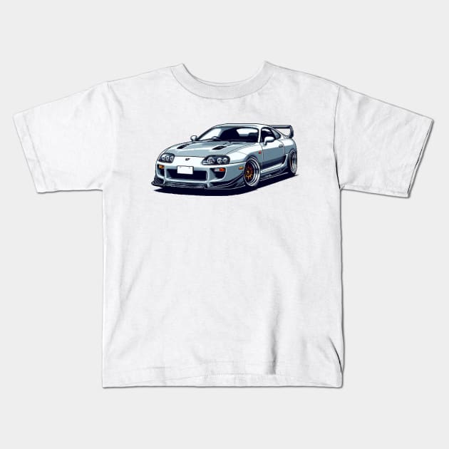 White Supra MK4 Kids T-Shirt by PXLART